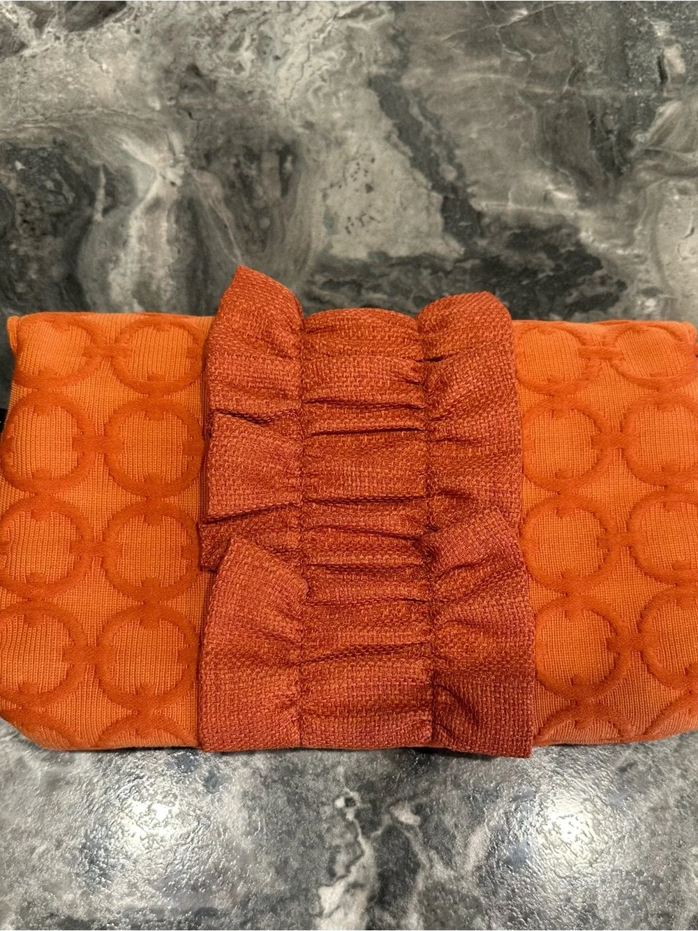 a new day Orange Ruffle Wristlet Clutch